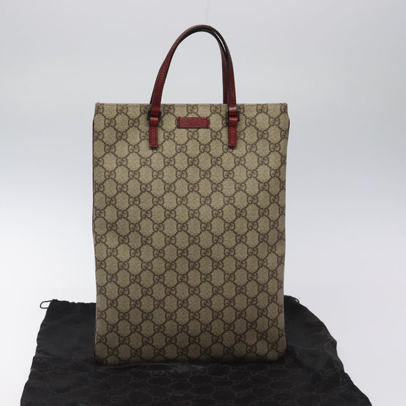 GUCCI GG Supreme Hand Bag PVC Leather Beige 117551 Auth yk17910