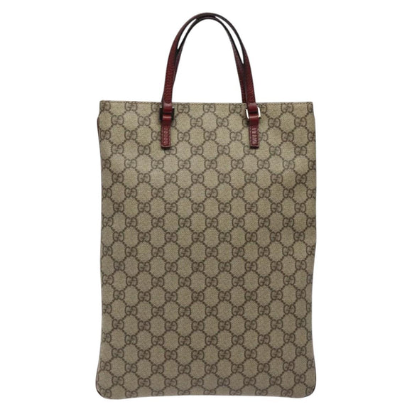 GUCCI GG Supreme Hand Bag PVC Leather Beige 117551 Auth yk17910