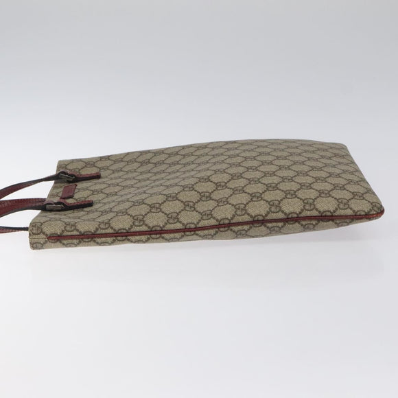 GUCCI GG Supreme Hand Bag PVC Leather Beige 117551 Auth yk17910