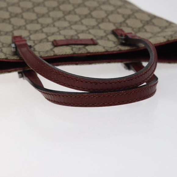 GUCCI GG Supreme Hand Bag PVC Leather Beige 117551 Auth yk17910