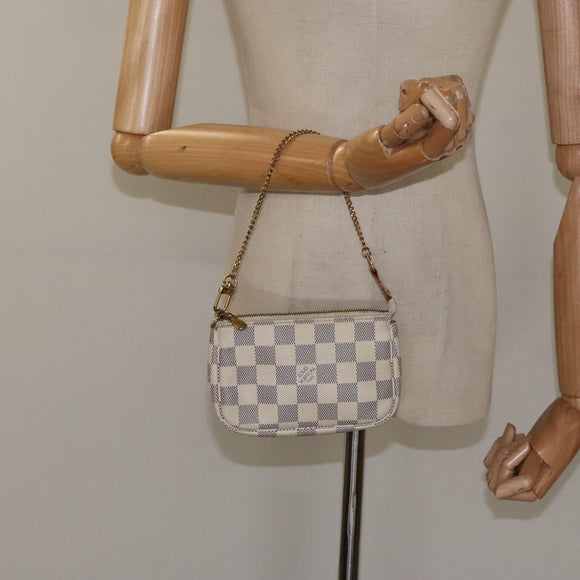 LOUIS VUITTON Damier Azur Mini Pochette Accessoires Pouch N63005 Auth yk17914