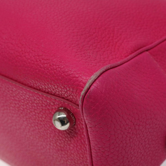 LOEWE Anagram Hand Bag Leather Pink Gold Auth yk17930