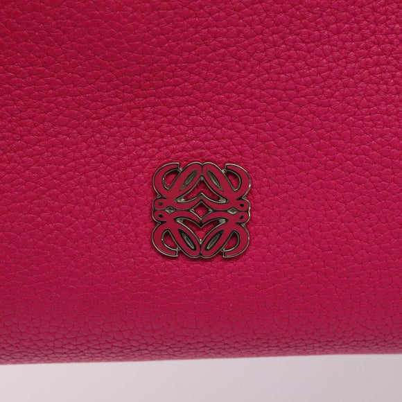 LOEWE Anagram Hand Bag Leather Pink Gold Auth yk17930