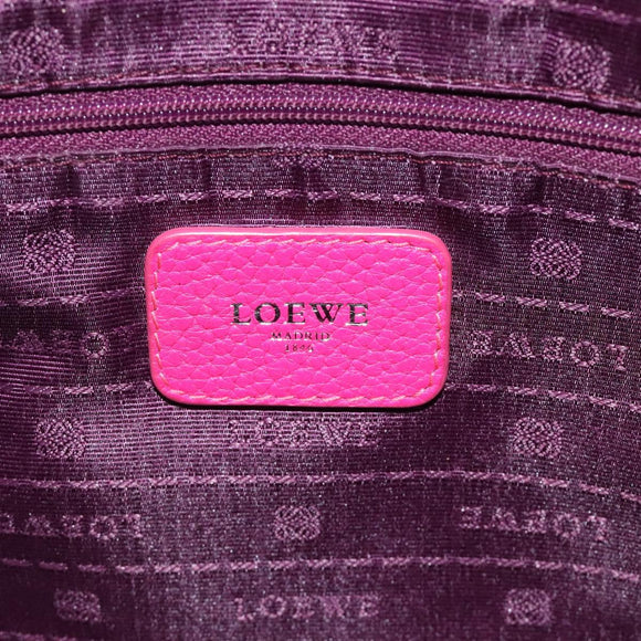 LOEWE Anagram Hand Bag Leather Pink Gold Auth yk17930