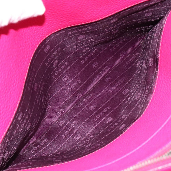 LOEWE Anagram Hand Bag Leather Pink Gold Auth yk17930