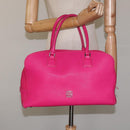 LOEWE Anagram Hand Bag Leather Pink Gold Auth yk17930-23