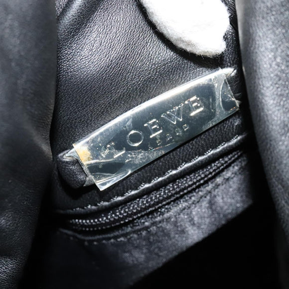 LOEWE Anagram Hand Bag Leather Black Silver Auth yk17932V