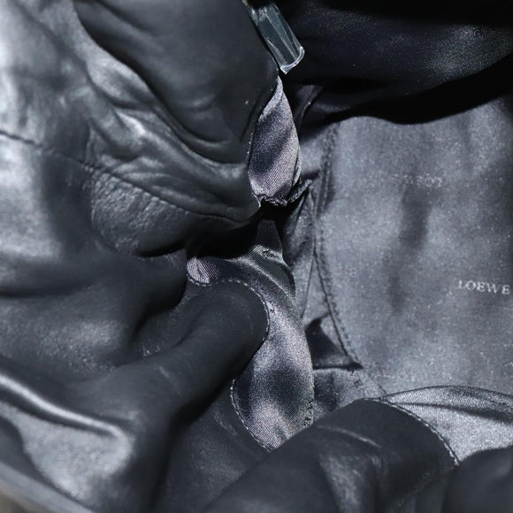 LOEWE Anagram Hand Bag Leather Black Silver Auth yk17932V