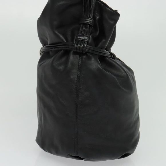 LOEWE Anagram Hand Bag Leather Black Silver Auth yk17932V