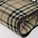 BURBERRY Nova Check Hand Bag Nylon Beige Brown Silver Auth yk17943-15