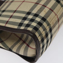 BURBERRY Nova Check Hand Bag Nylon Beige Brown Silver Auth yk17943-16