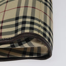 BURBERRY Nova Check Hand Bag Nylon Beige Brown Silver Auth yk17943-9