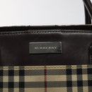 BURBERRY Nova Check Hand Bag Nylon Beige Brown Silver Auth yk17943-10