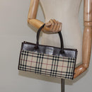 BURBERRY Nova Check Hand Bag Nylon Beige Brown Silver Auth yk17943-20
