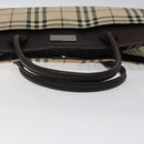 BURBERRY Nova Check Hand Bag Nylon Beige Brown Silver Auth yk17943-3