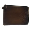 Berluti Calligraphy Clutch Bag Leather Brown Silver Auth yk17944-1