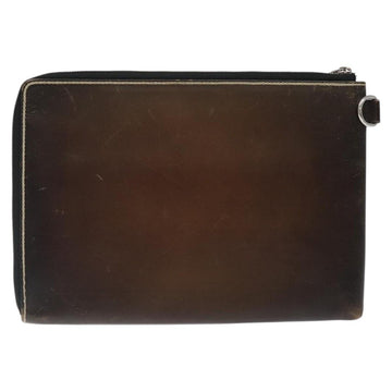 Berluti Calligraphy Clutch Bag Leather Brown Silver Auth yk17944 - 0