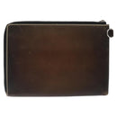 Berluti Calligraphy Clutch Bag Leather Brown Silver Auth yk17944-2