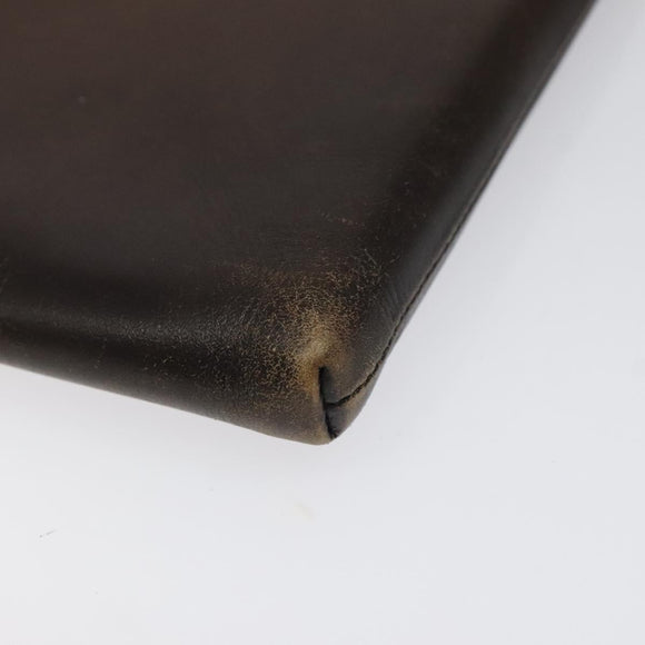 Berluti Calligraphy Clutch Bag Leather Brown Silver Auth yk17944