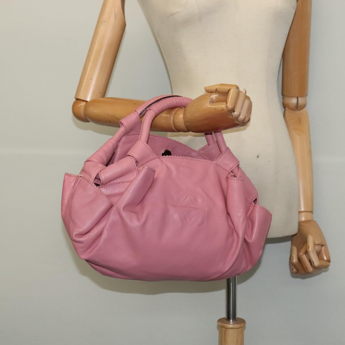 LOEWE Nappa Aire Anagram Hand Bag Leather Pink Silver Auth