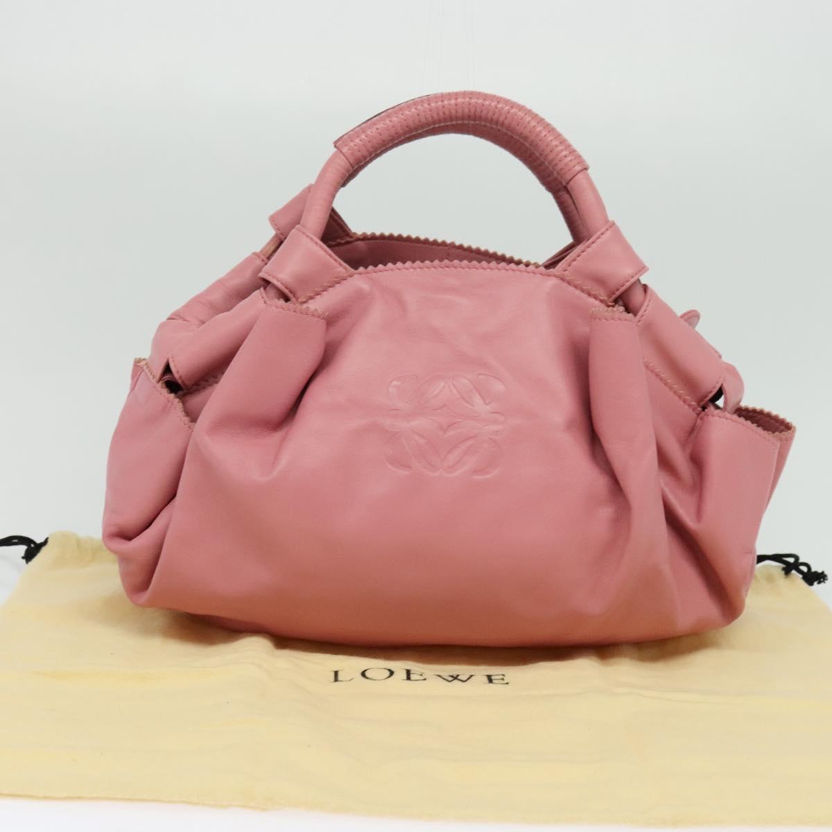 LOEWE Nappa Aire Anagram Hand Bag Leather Pink Silver Auth 