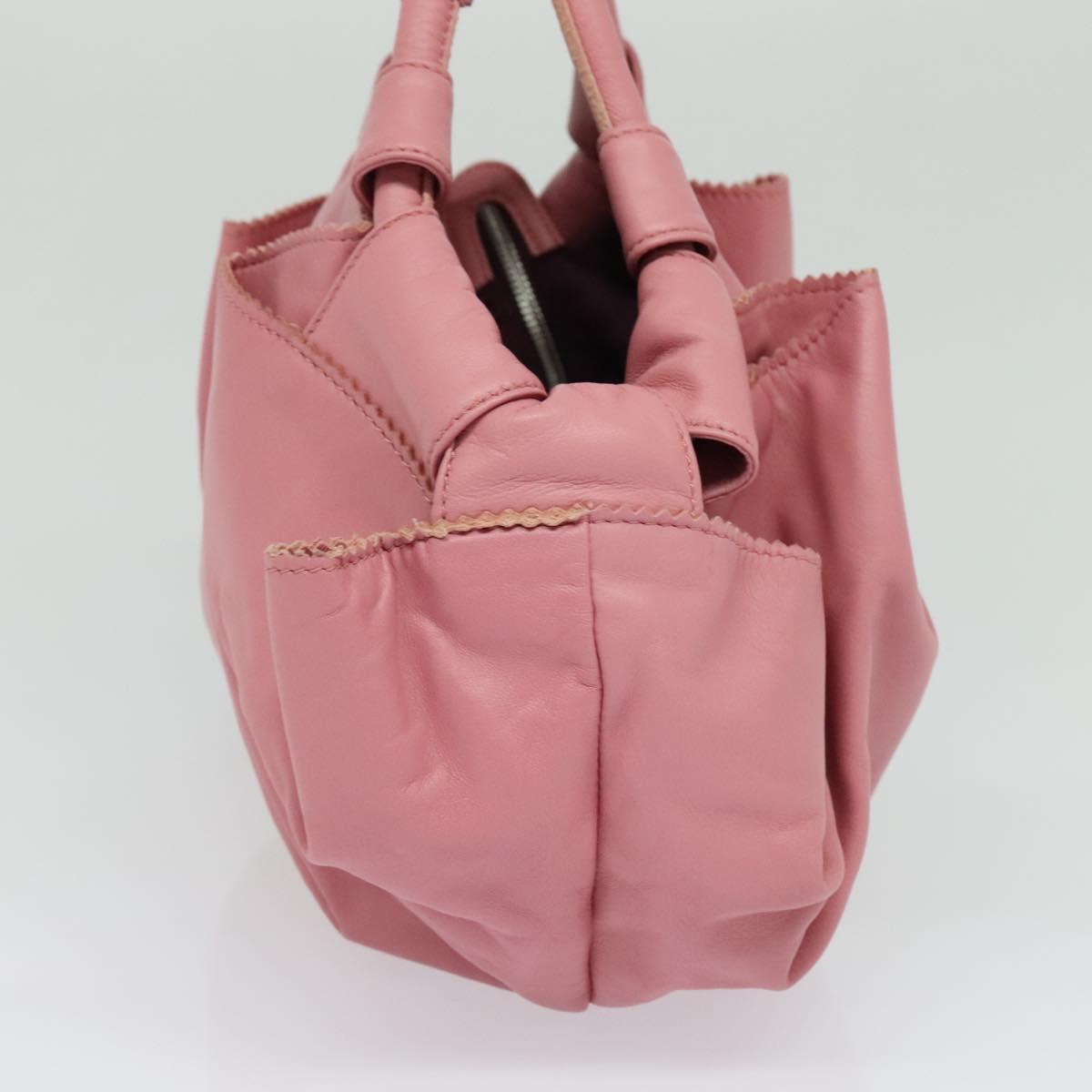LOEWE Nappa Aire Anagram Hand Bag Leather Pink Silver Auth 