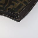 FENDI Zucca Canvas Clutch Bag Brown Black gold Auth yk17958-14