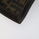 FENDI Zucca Canvas Clutch Bag Brown Black gold Auth yk17958-15