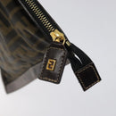FENDI Zucca Canvas Clutch Bag Brown Black gold Auth yk17958-9