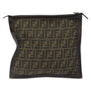 FENDI Zucca Canvas Clutch Bag Brown Black gold Auth yk17958-2