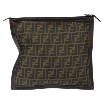 FENDI Zucca Canvas Clutch Bag Brown Black gold Auth yk17958 - 0