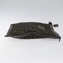FENDI Zucca Canvas Clutch Bag Brown Black gold Auth yk17958-3