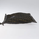FENDI Zucca Canvas Clutch Bag Brown Black gold Auth yk17958-4