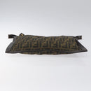 FENDI Zucca Canvas Clutch Bag Brown Black gold Auth yk17958-6
