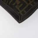 FENDI Zucca Canvas Clutch Bag Brown Black gold Auth yk17958-8