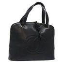 CHANEL COCO Mark Hand Bag Calf Skin Black Gold CC Auth yk17997-1