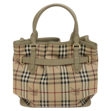 BURBERRY Nova Check Hand Bag PVC Leather 2way Beige Gold Auth yk17998 - 0