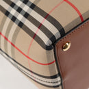 BURBERRY Nova Check Hand Bag Canvas 2way Beige Gold Auth yk18007A-10