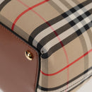 BURBERRY Nova Check Hand Bag Canvas 2way Beige Gold Auth yk18007A-11