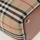 BURBERRY Nova Check Hand Bag Canvas 2way Beige Gold Auth yk18007A-12