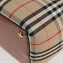 BURBERRY Nova Check Hand Bag Canvas 2way Beige Gold Auth yk18007A-13