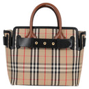 BURBERRY Nova Check Hand Bag Canvas 2way Beige Gold Auth yk18007A-2