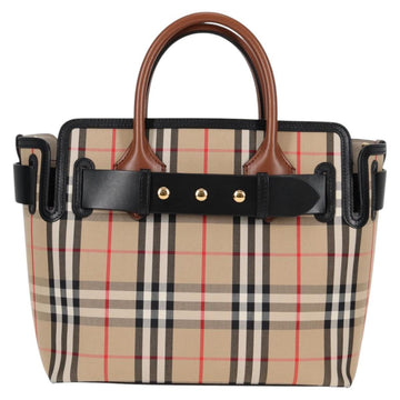 BURBERRY Nova Check Hand Bag Canvas 2way Beige Gold Auth yk18007A - 0