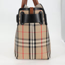 BURBERRY Nova Check Hand Bag Canvas 2way Beige Gold Auth yk18007A-4