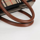 BURBERRY Nova Check Hand Bag Canvas 2way Beige Gold Auth yk18007A-7