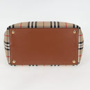 BURBERRY Nova Check Hand Bag Canvas 2way Beige Gold Auth yk18007A-9