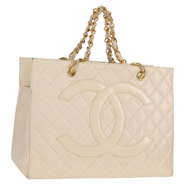 CHANEL Matelasse COCO Mark Chain Bag Caviar Skin Vanilla Gold CC Auth yk18012