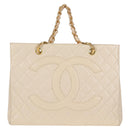 CHANEL Matelasse COCO Mark Chain Bag Caviar Skin Vanilla Gold CC Auth yk18012-13