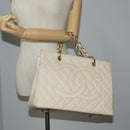 CHANEL Matelasse COCO Mark Chain Bag Caviar Skin Vanilla Gold CC Auth yk18012-26