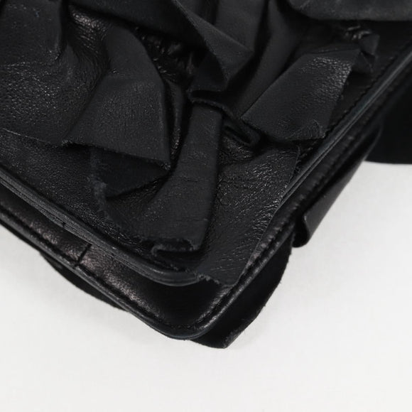 CHANEL Chain Gathered Hand Bag Lamb Skin Black Gold CC Auth yk18016M